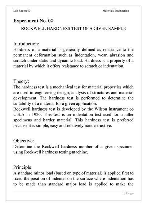 hardness test of metal specimen lab report discussion|hardness of metals chart.